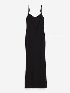 H&M Black Ribbed Adjustable Strap Dress